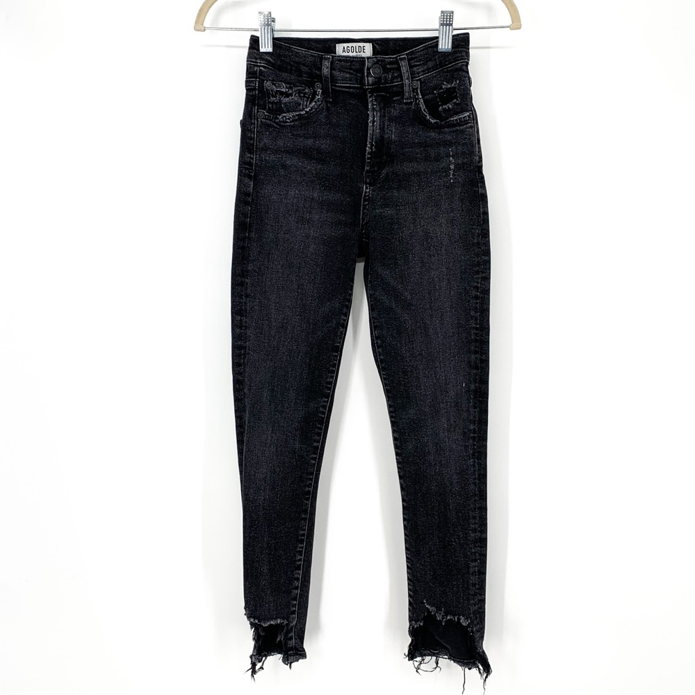 Agolde Black Riley High Rise Cropped Skinny Jeans Size 25